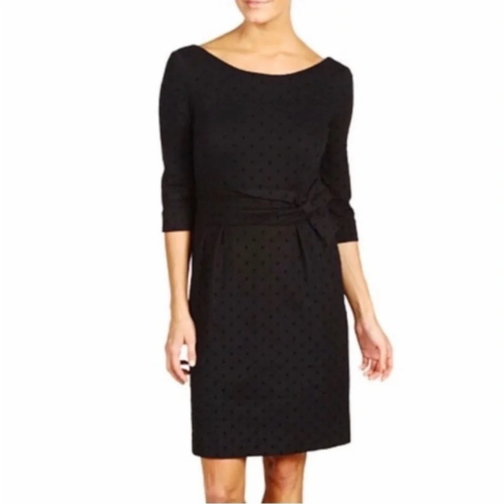 Kate‎ Spade Magdalena Velvet Dot Bow Tie Sheath Dress in Black Size 8